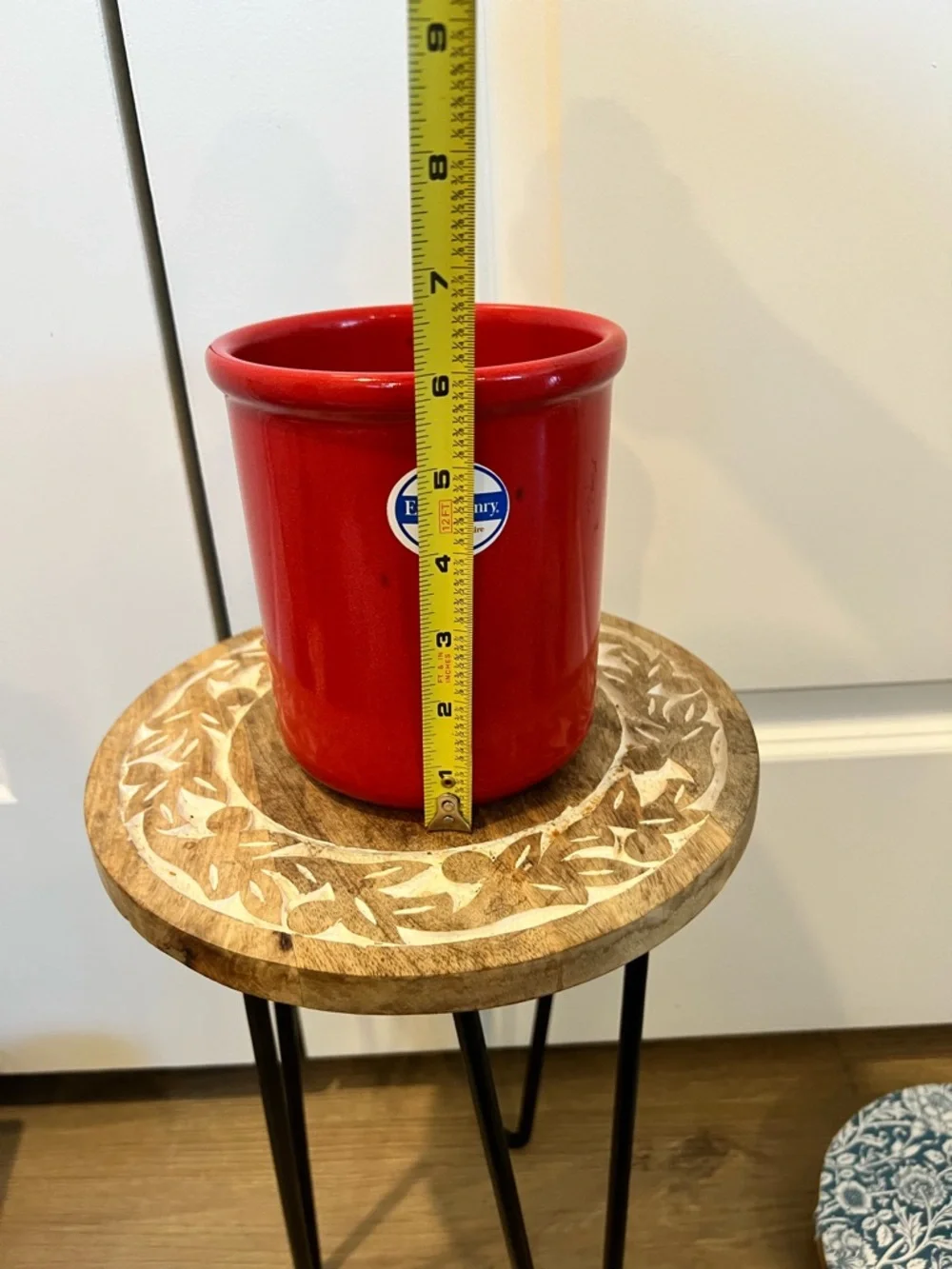 Red Ceramic Utensil Holder